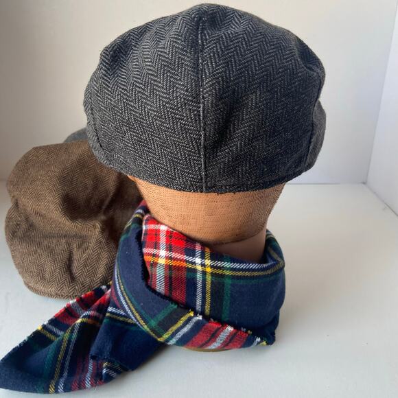 4 Newsboy Caps Hats Herringbone Hunting Driving Size 7 1/2, 60 - Picture 13 of 16